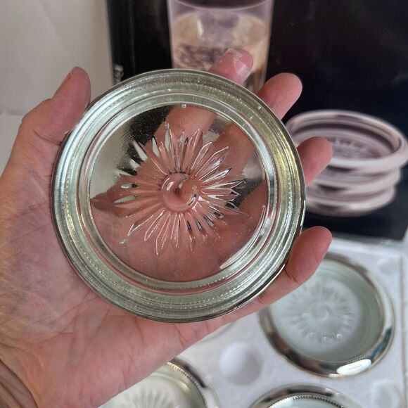 Four Piece Silverplated and Crystal Coaster Set Leonard Silver Mfg w Box Decor - Picture 5 of 10